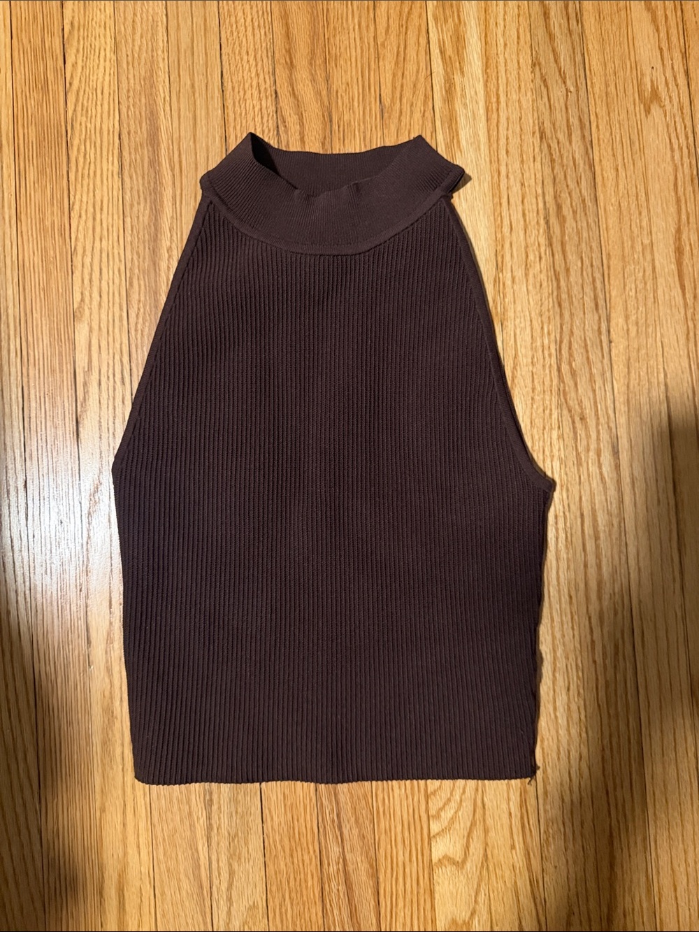 Babaton Ribbed Mock Neck Tank - Chocolate Brown